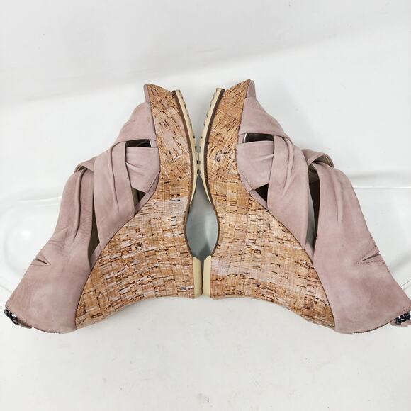 Lisa for Donald J. Pliner Platform Wedge Sameh Leather Back Zip Women Mauve 8.5M - Picture 8 of 15